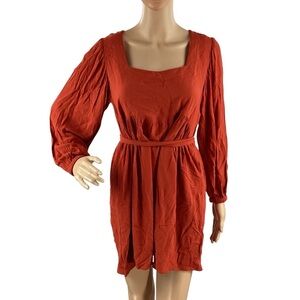 Rachel Pally Crepe Annie Dress Tomato Red Square Neck XS
